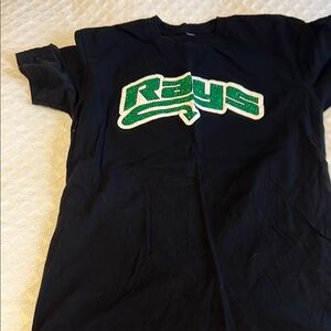 Stingrays Black T-Shirt with Green Rays Logo